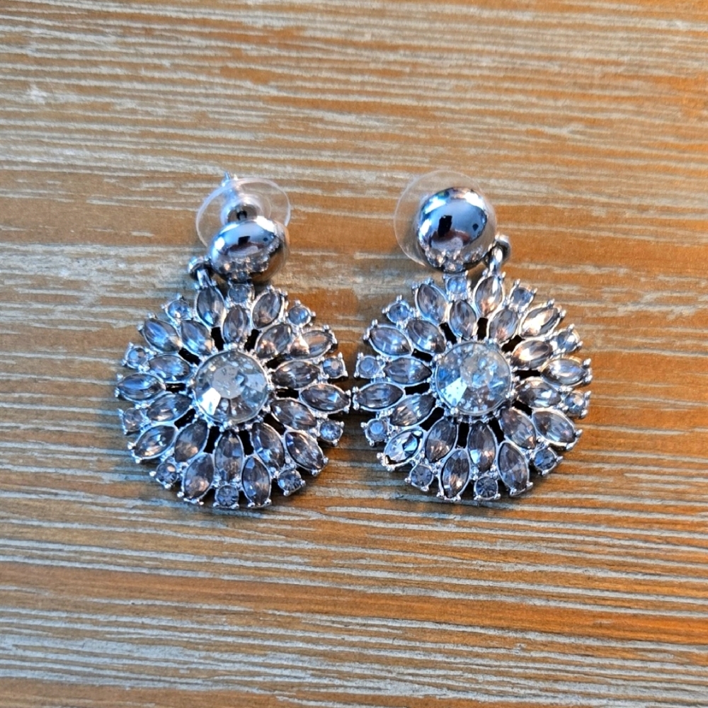 Elegant Silver Smokey Gem Earrings